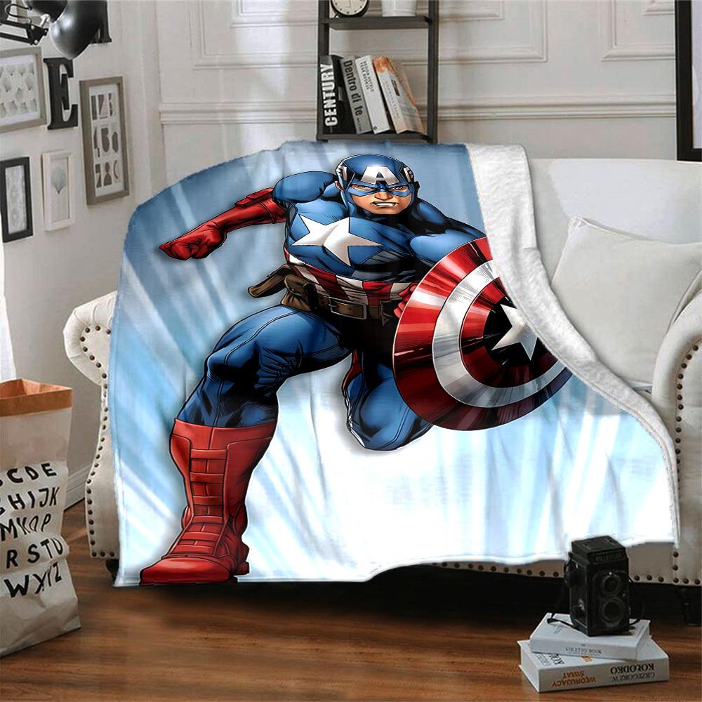 1 pezzo Captain America, Coperta Scudo Leggera in Flanella per Divano, Letto, Viaggio, Campeggio, Soggiorno, Ufficio, Divano, Sedia e Letto