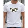 European Sizes "Yay" Cartoon Art Print | Versatile Daily Top, Short-Sleeved, Light Round-Neck, Casual Style, Medium Stretch Fabric, All-Season Fit