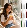 Portable Stainless Steel Collapsible Straw Set with Cleaning Brush and Carabiner Clip for Easy Carrying and Reusable Use