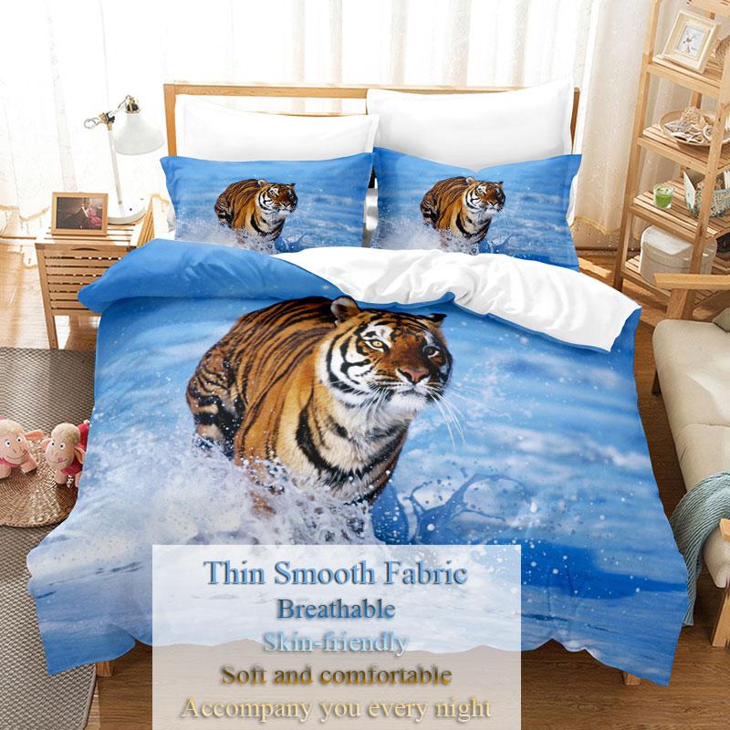 Tiger Duvet Cover Set King Size 230x260 Double Bed Single Queen Full Animal Quilt Case Linen 3D Pillowcase Twin Bedding Sets