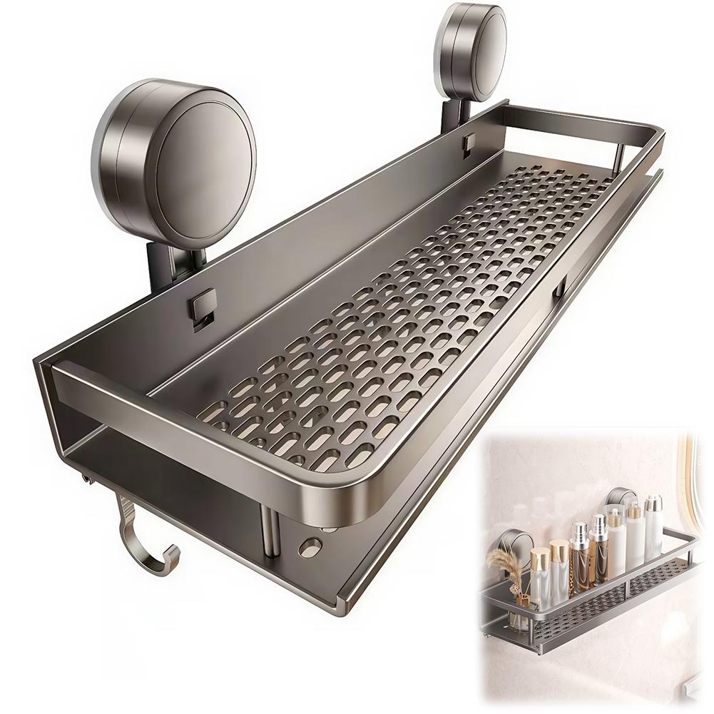 1 Stück Badezimmer-Organizer mit Haken, wandmontiert, Aluminium, Badezimmerregale, Platzsparend, Aluminium, Duschaufbewahrung für Badezimmer und Küche