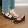 French Mary Jane single shoes women's spring and summer new square head bow ballet shoes light mouth small thick heel flat shoes soft sole