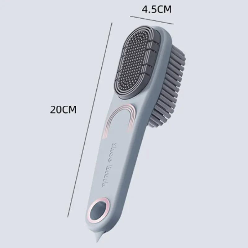 

Двусторонняя щетка для обуви Щетка для чистки с мягкой щетиной Силиконовая насадка щетки Щетка с длинной ручкой Одежда Обувь Инструменты для домашней уборки серый