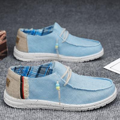 Zapatos náuticos informales para hombre, de lona, transpirables, ligeros, sin cordones, para conducir, primavera y verano, en azul