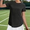 Women Tops Round Neck Short Sleeve Loose Fit Tee Shirt Pure Color Soft Breathable Fabric Summer Tops Casual Sporty Wear