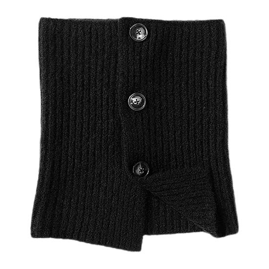 Fake Collar Soft Knitted Turtleneck Pullover Shawl Solid Color Buttons Closure Women Warm High Collar Neck Warmer