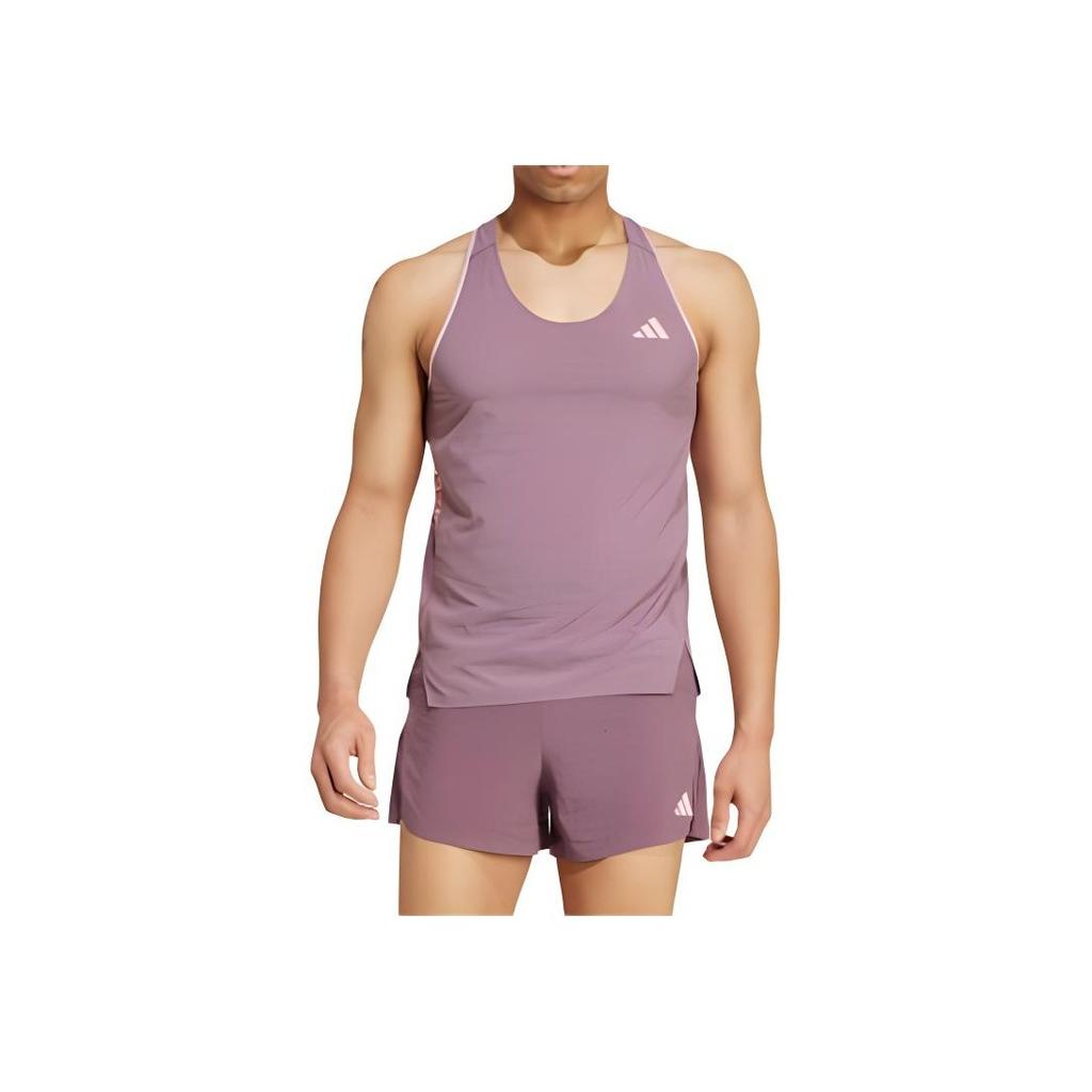 Adidas Adizero Running Tank Top Quick-Dry Sleeveless Sports Vest Men Tops Grey Purple IW6636