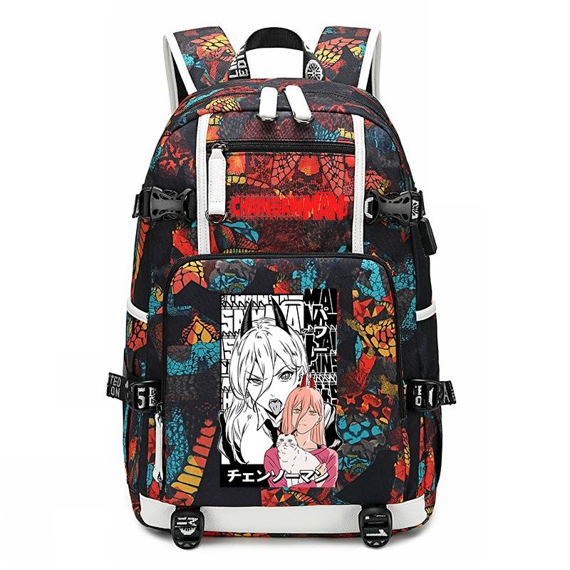 Ķērzāģa Cilvēks Anime Druka Studentu Mugursoma