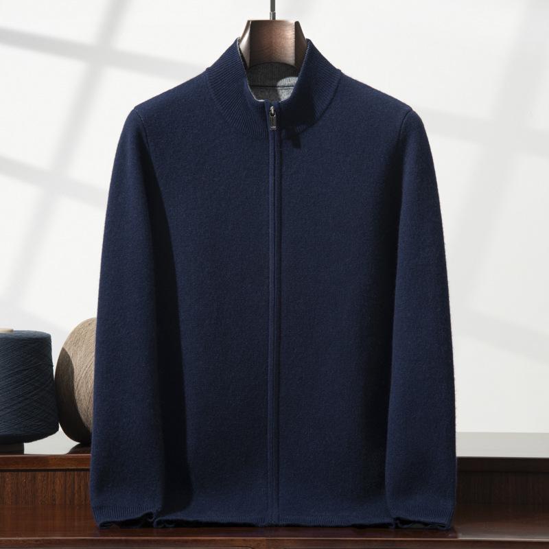 Men's Thickened Cashmere Zip Cardigan - Autumn/Winter Long-Sleeved Knit Sweater