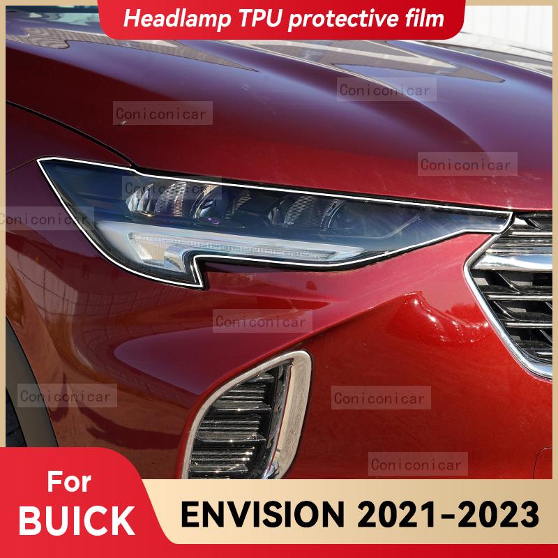 For BUICK ENVISION 2021-2023 Car Headlight Transparent TPU Protective Cover Film Front Light Tint Change Color Sticker