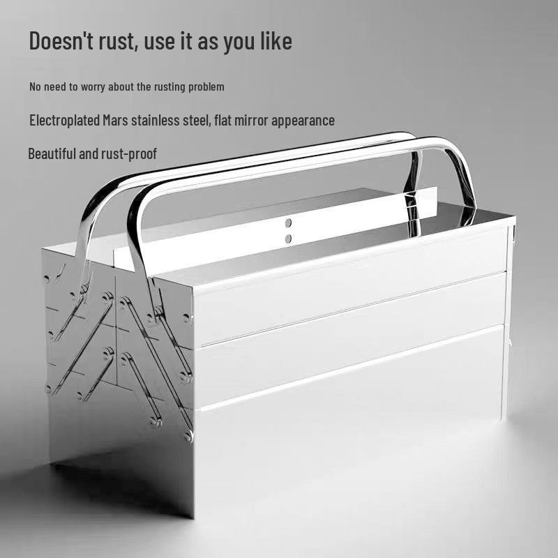 Three-Layer Multi-Functional Stainless Steel Tool Box for Home and Industrial Use
