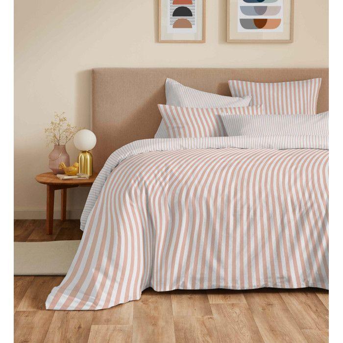 Pack complet housse de couette réversible "Vanessa" 6 pièces pour lit 140 x 190 Palerme Blush