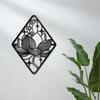 Black Metal Lotus Wall Art Hollow Flower Sculpture Moon Mandala Sign Hanging Decor For Meditation Bedroom Garden Hotel 11.8x8.8Inch