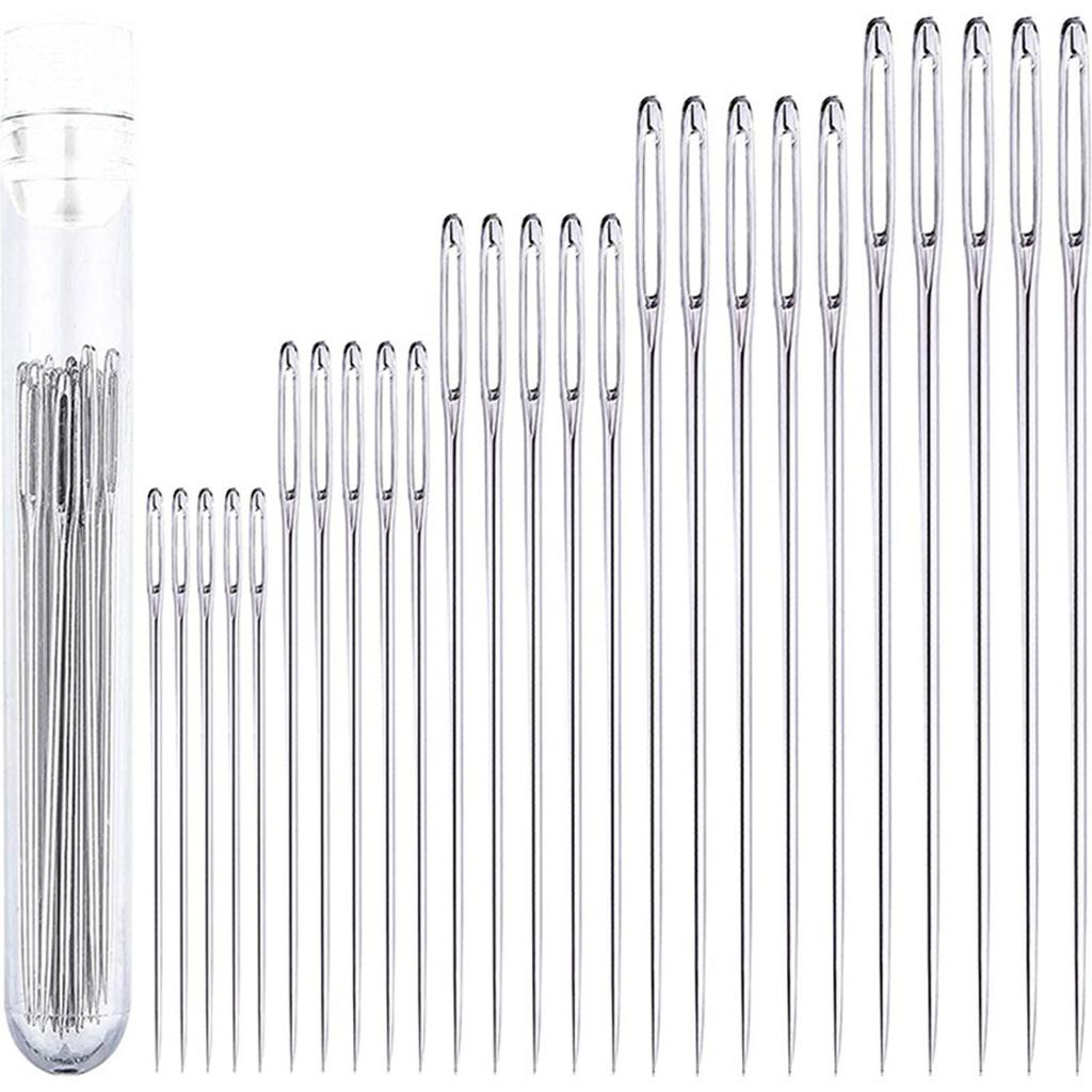 25pcs/set Stainless Steel Sewing Needles Crafts Household Threading Embroidery Hand Stitching Big Eye Needles Tools