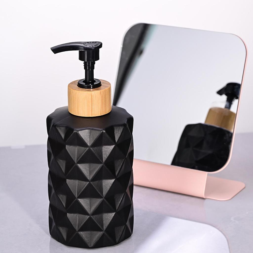 Rhombus Glass Soap, Shampoo & Lotion Dispenser Bottle - Press-Type Refillable