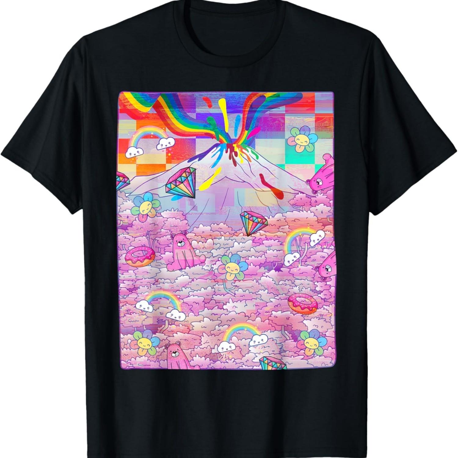 

Kidcore Aesthetic Mt Fuji Cherry Blossoms Fujiyama T-Shirt S чёрный