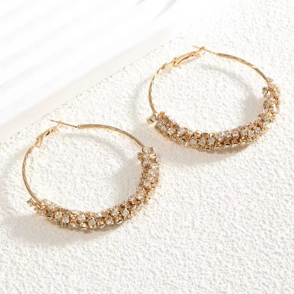 Fashion Jewelry Colorful Large Hoop Earrings Round Exaggerated Zircon Earrings Crystal Jewelry Studded Earrings Party