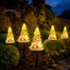 Holiday Yard Lighting for Winter Christmas Solar Garden Light, Santa Tree Resin Stake Decor with Decorative Lights Courtyard Warm Glow, Waterproof