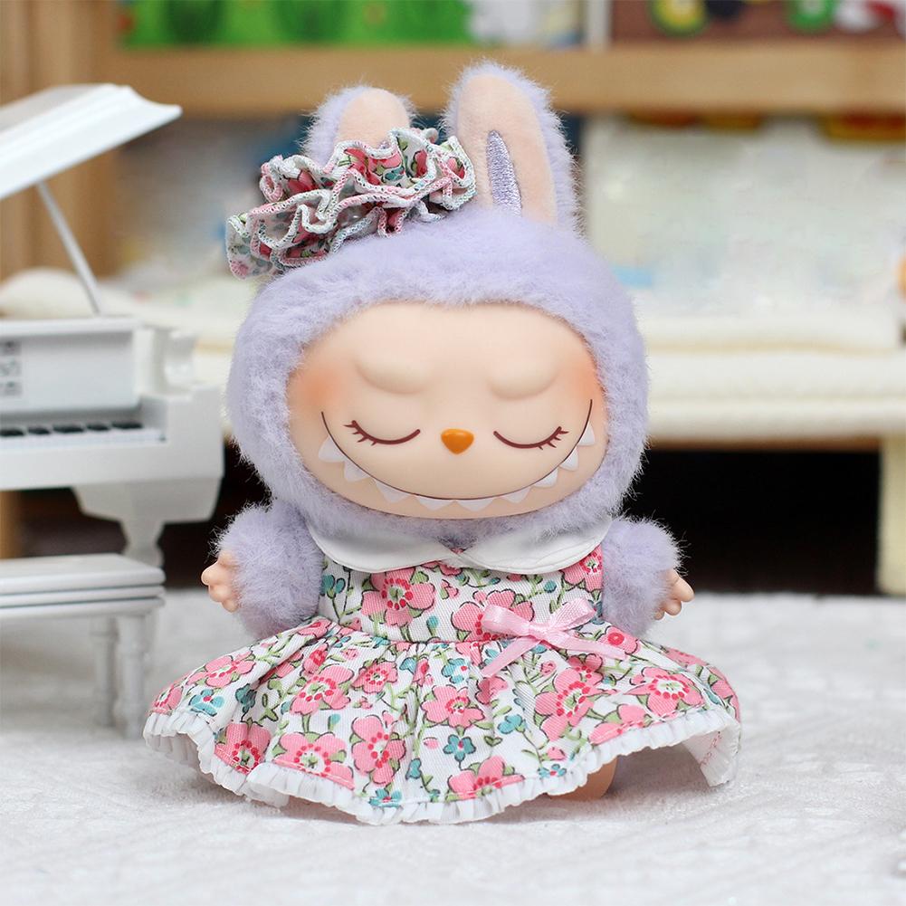 Miniature Flower Dress for 17cm Labubu Dolls Cute DIY Doll Clothes Fashion Accessories Lovely Outfit Gifts for Girls Friends