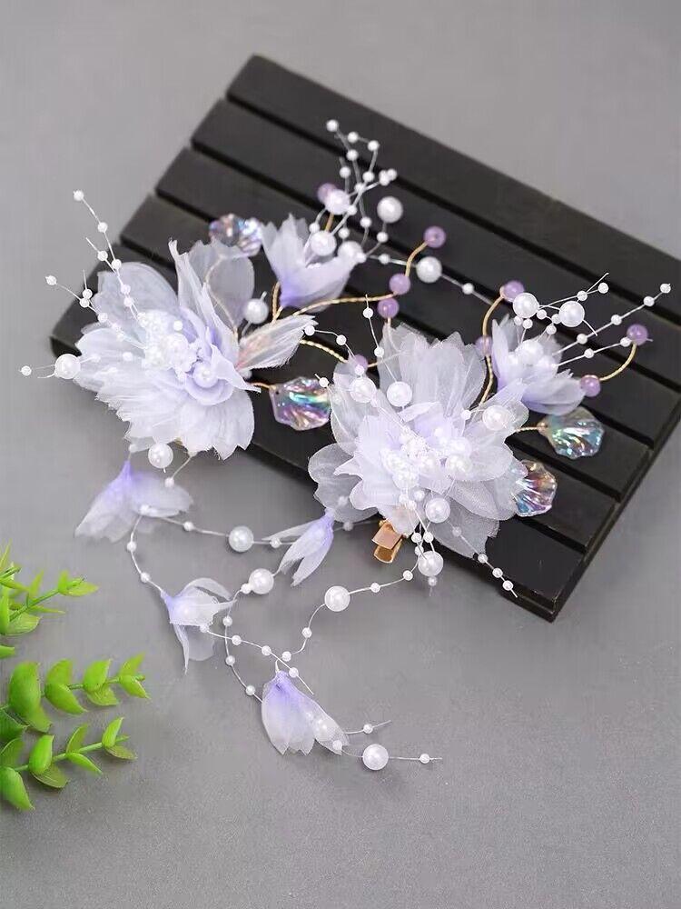 Headdress New Wholesale Girl Antique Fairy Gas Juan Yarn Ironing Flower Edge Clip Festival Performance Accessories