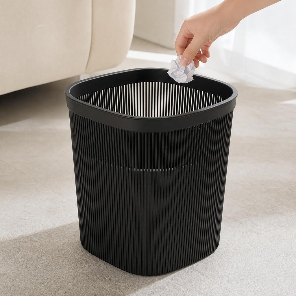 Lightweight Open-Top Wastebasket Compact Plastic with Thick Upper