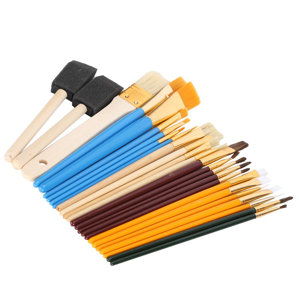 25pcs Paint Brush Set Oil Watercolor Acrylic Painting Brush Wood Handle Drawing Brush Kit