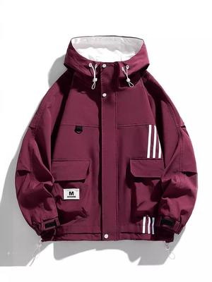Jaqueta corta-vento impermeável masculina moderna de corte solto: Jaqueta Hong Kong Estilo Outono/Inverno Tamanho Grande