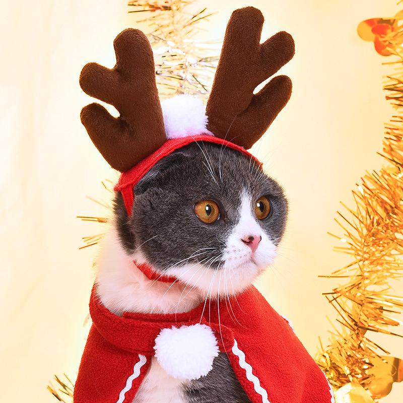 Christmas Dog Clothes Cute Cat Dog Hat Costume Headwear Santa Claus Pet Cloth  Christmas Decoration Dog Accessories
