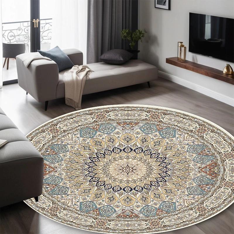 Round Short Pile European Carpets for Living Room Decoration Rugs for Bedroom Decor Carpet Non-slip Area Rug Persia Floor Mats