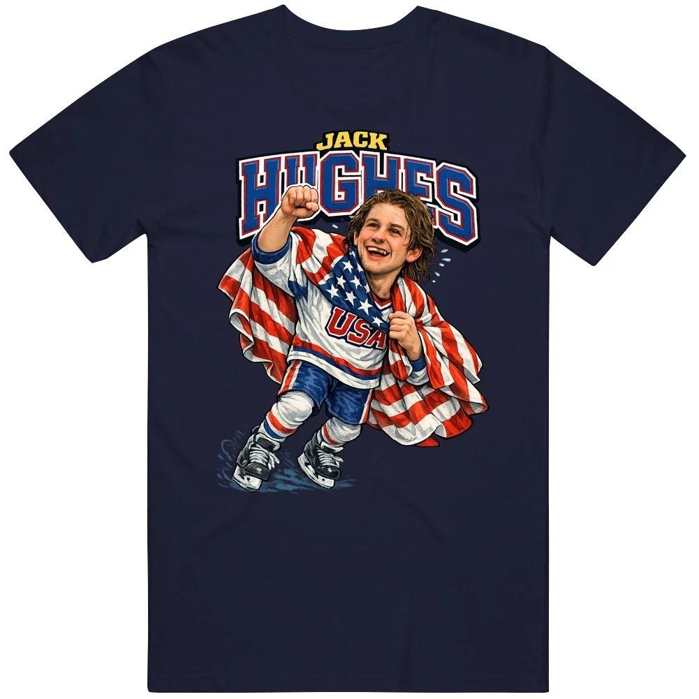 USA Golden Goal Jack Hughes Gift Idea Caricature v2 T Shirt 3XL