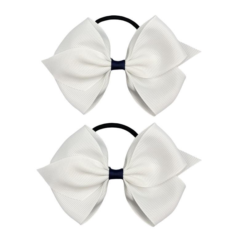 

Handmade European & American Style Curly Bow Hair Ties for Kids - White & Navy Blue