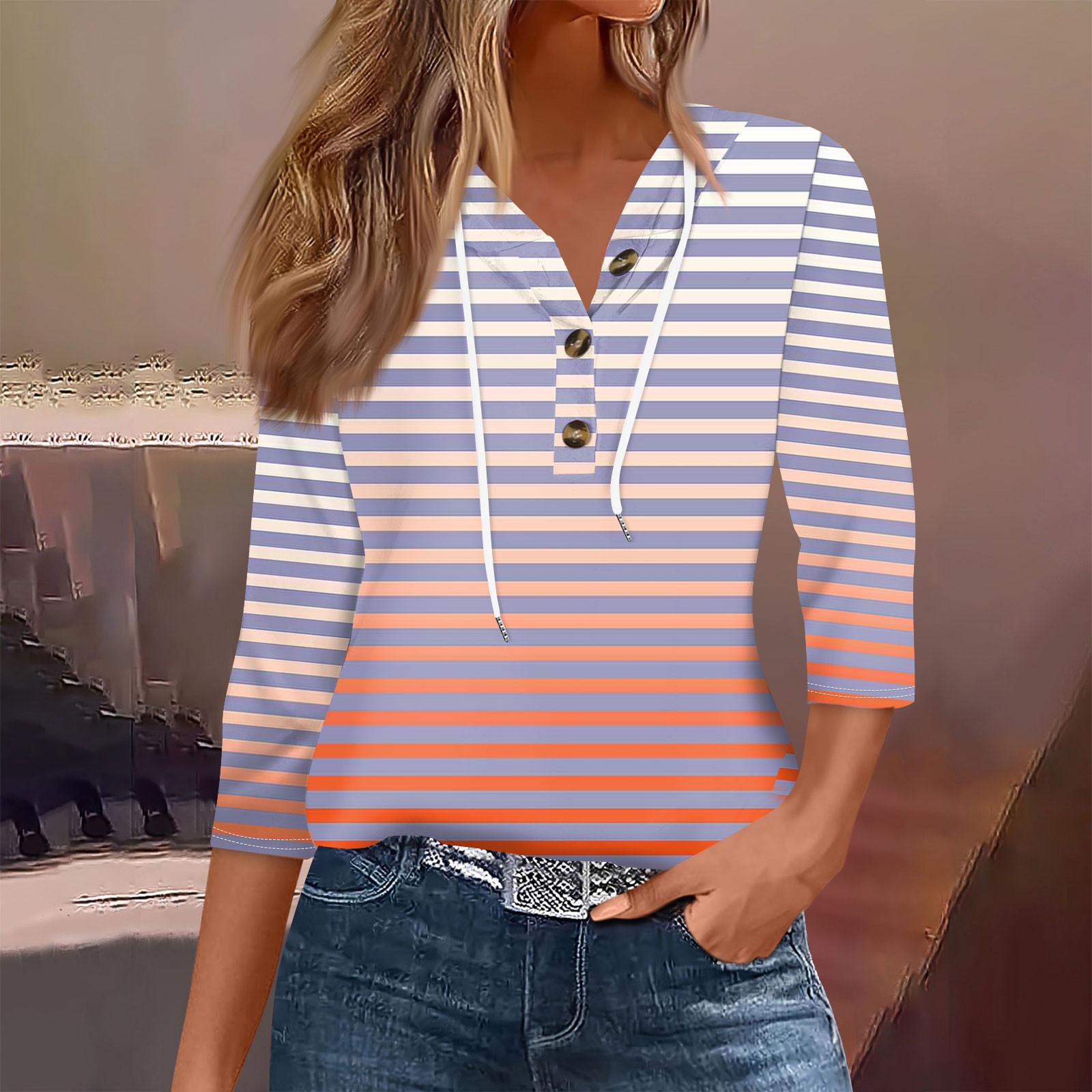 

Женская мода, повседневная футболка с капюшоном и принтом, с семью разрезами на рукавах и пуговицами XL арбуз красный