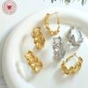 Gold Plated Jewelry Earrings Women 18k Gold Plated Stainless Steel Geometric Fold Texture Huggie Earrings
