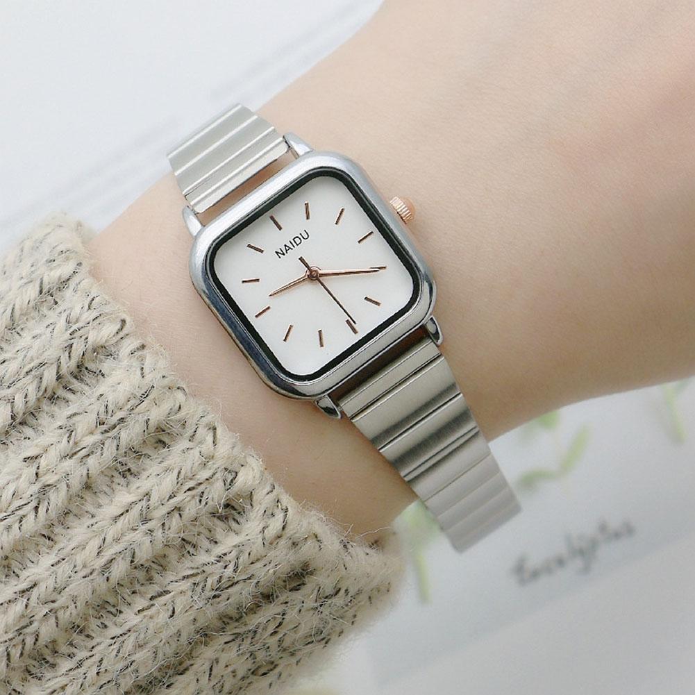 Women's Simple Square Dial College Style Wrist Watch For Birthday Gifts