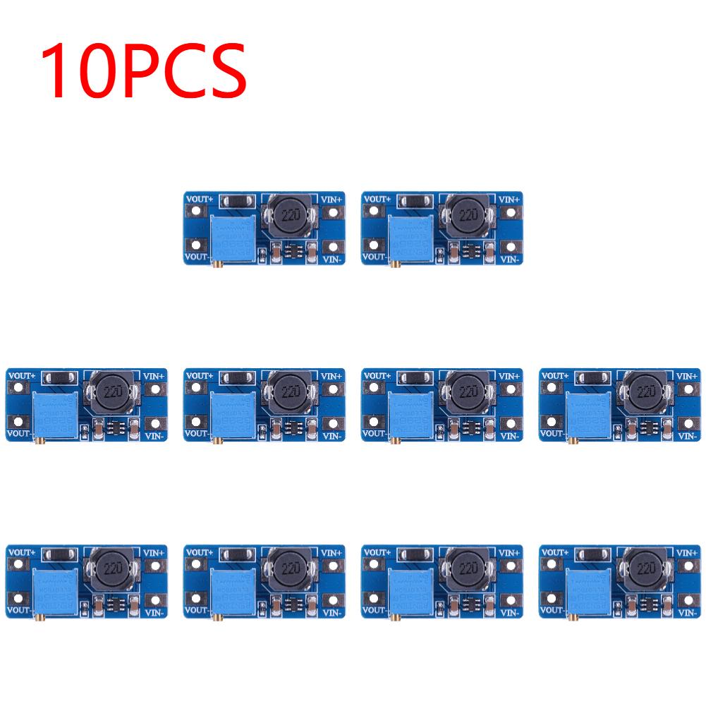 10PCS MT3608 Adjustable Step Up Converter Module DC-DC Booster Power Supply Module Voltage Regulator 2A Max 2V-24V To 5/9/12/28V