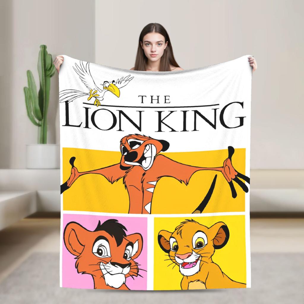 Simba Le Roi Lion Housse de Couverture Anime Couvertures Jetées en Flanelle Literie Canapé Portable Doux Chaud Couvre-lits