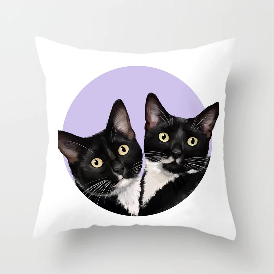 Funny Cute Cat Cushion Cover Cartoon Pets Pillows Cases for Sofa Home Decoration Pillowcase Polyester Throw Pillow Case 45*45cm