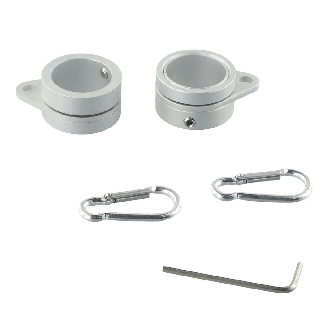 Set Aluminum Flag Pole Rings 360 Degree Rotating Flagpole Flag Mounting Rings With Carabiners AntiWrap For 0.75-1.02 Inches
