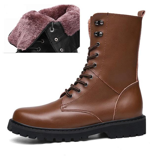 Motorcycle Boots Men Winter Shoes Warm Waterproof Men Leather Boots Footwear Cowboy Tactical Boots Men Casual Shoes Large Size