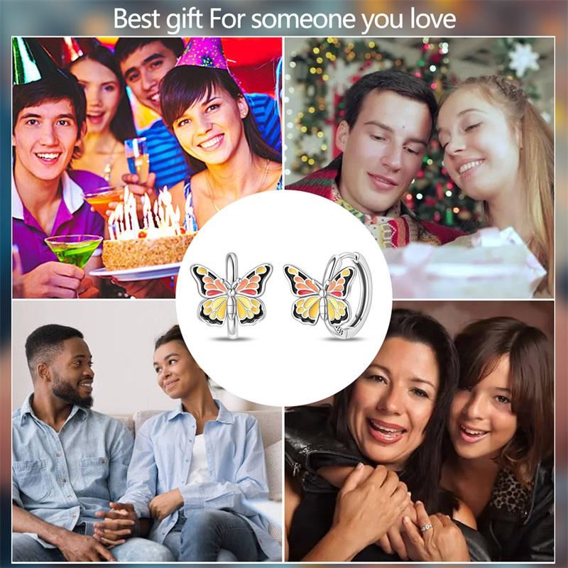 New In 925 Sterling Silver Butterfly Stud Earrings for Women Girl Ear Studs Fine Jewelry Fashion Luxury Anniversary