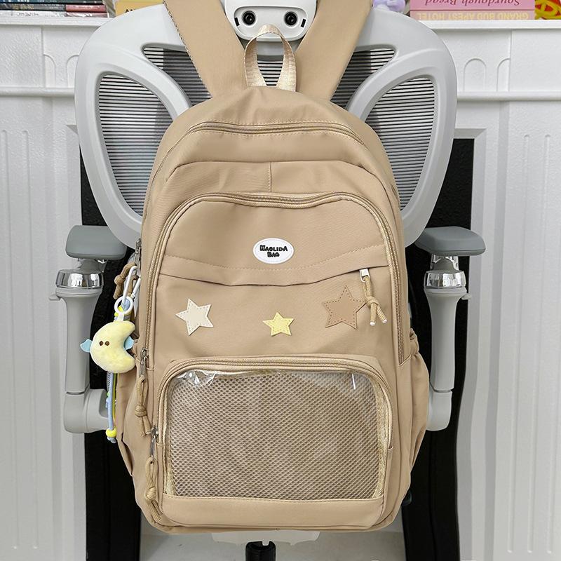 Korean version ins bar pain bag contrasting color schoolbag middle school student backpack large capacity college style transparent schoolbag