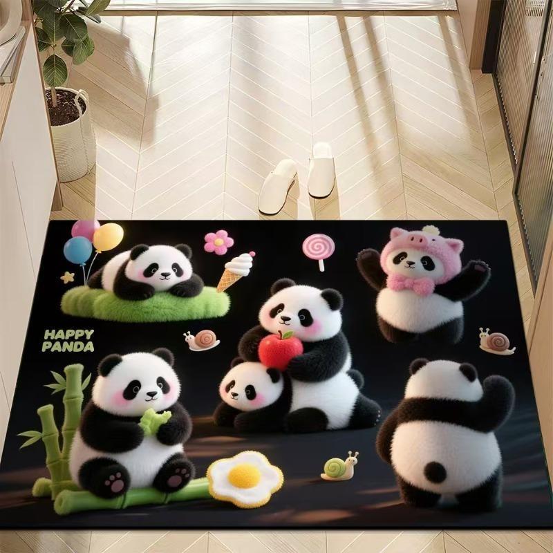 Cute Panda Diatomite Bath Mat - Super Absorbent Fast Dry Door Mat Anti-Slip Waterproof Floor Mat for Bathroom Kitchen Laundry Room