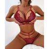 Rote sexy Dessous für Frauen Schwarze 2-teilige exotische Sets Damen Spitzen-Push-Up-BH Tangas Dessous-Set Unterwäsche Sexy Erotische Kostüme