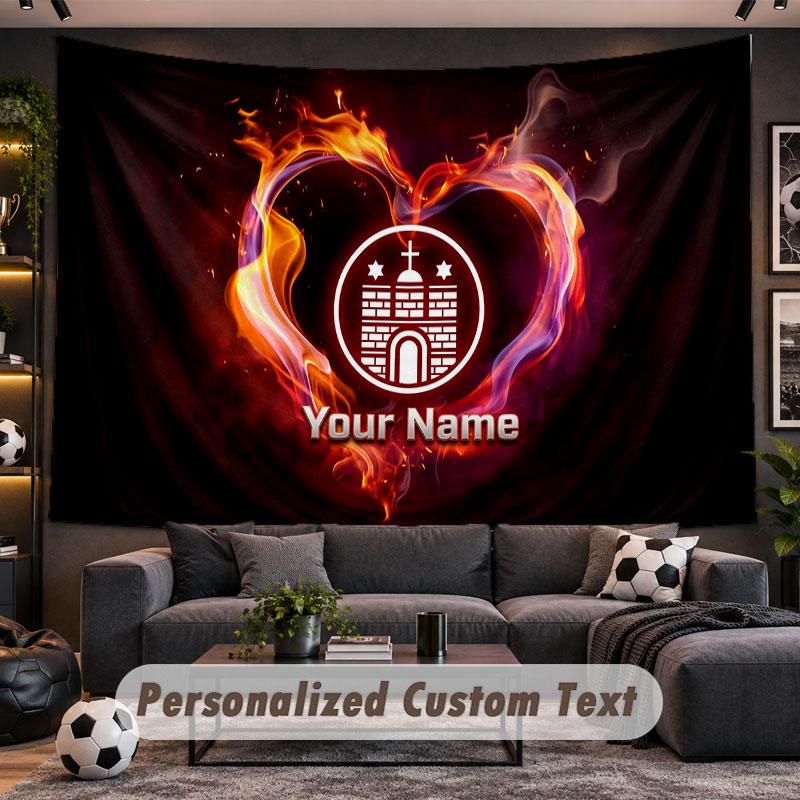 Wall Hanging Tapestry Custom NameFC St. Pauli Pattern Personalized Printed Fabric Wall Decor