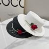Tassel Pearl Flat Top Straw Hat Women's Summer Straw British Top Hat Travel Casual Sun Hat Outdoor Sun Protection Hat