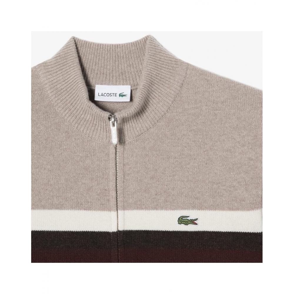 LacoSte Men S High Neck Color Block Cardigan Ah701e 54n Shi