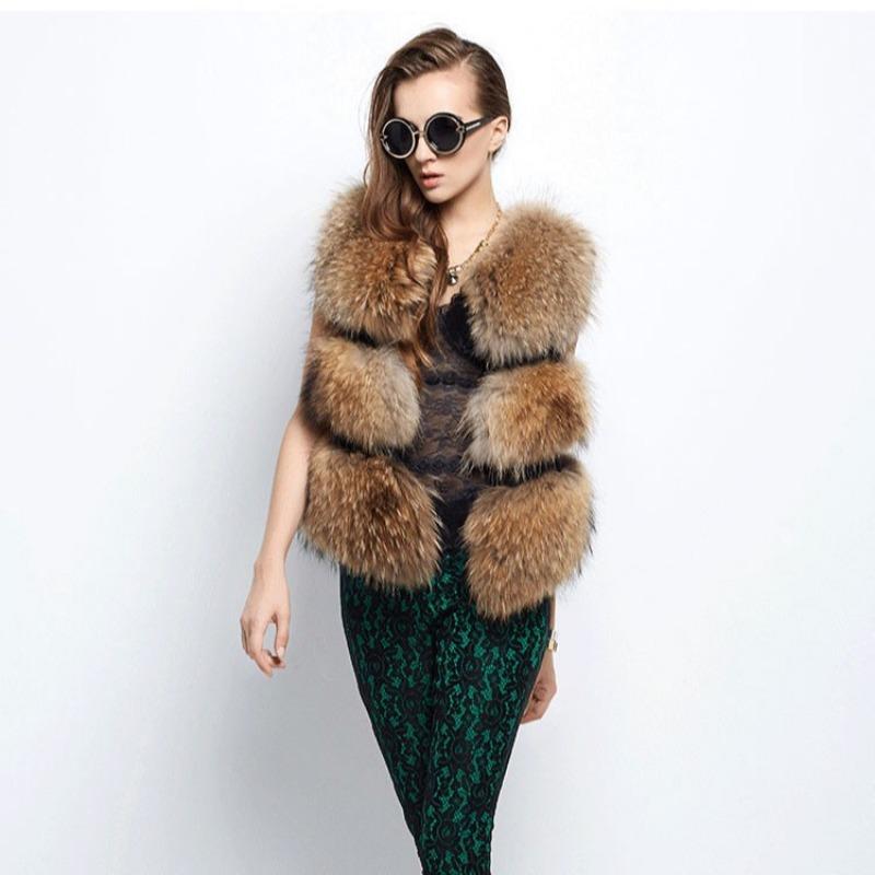 New Haining raccoon fur vest women, Yama fur small coat yellow light and fashionable mink hair