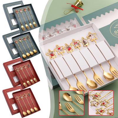 Colher de Natal em aço inoxidável Colher de café Sopa Açúcar Sobremesa Colheres de chá Garfo Utensílios de cozinha