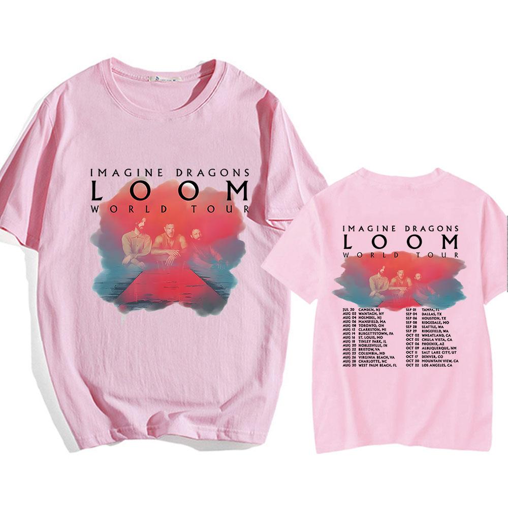 Imagine-Dragons Loom World Tour T-shirt Men/Women Short Sleeve Cotton Tee-shirt Summer Casual Hombre Aesthetic Graphic Print Tee