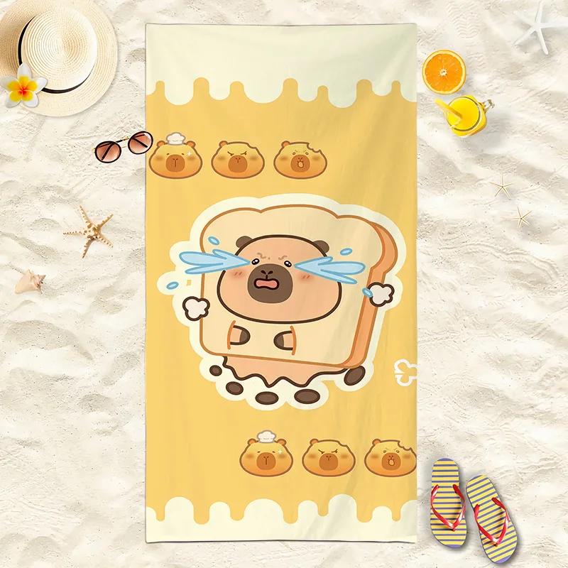 Nieuwe Capibara Strandlaken Schattige Capibara Zacht Strandlaken Microvezel Cartoon Bedrukt Handdoek Comfortabel Zacht Strandlaken
